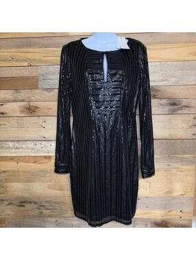 PIPERLIME Dress Women's M NWT Black Sequin Long Sleeve Mini  Rocker Sexy Chic